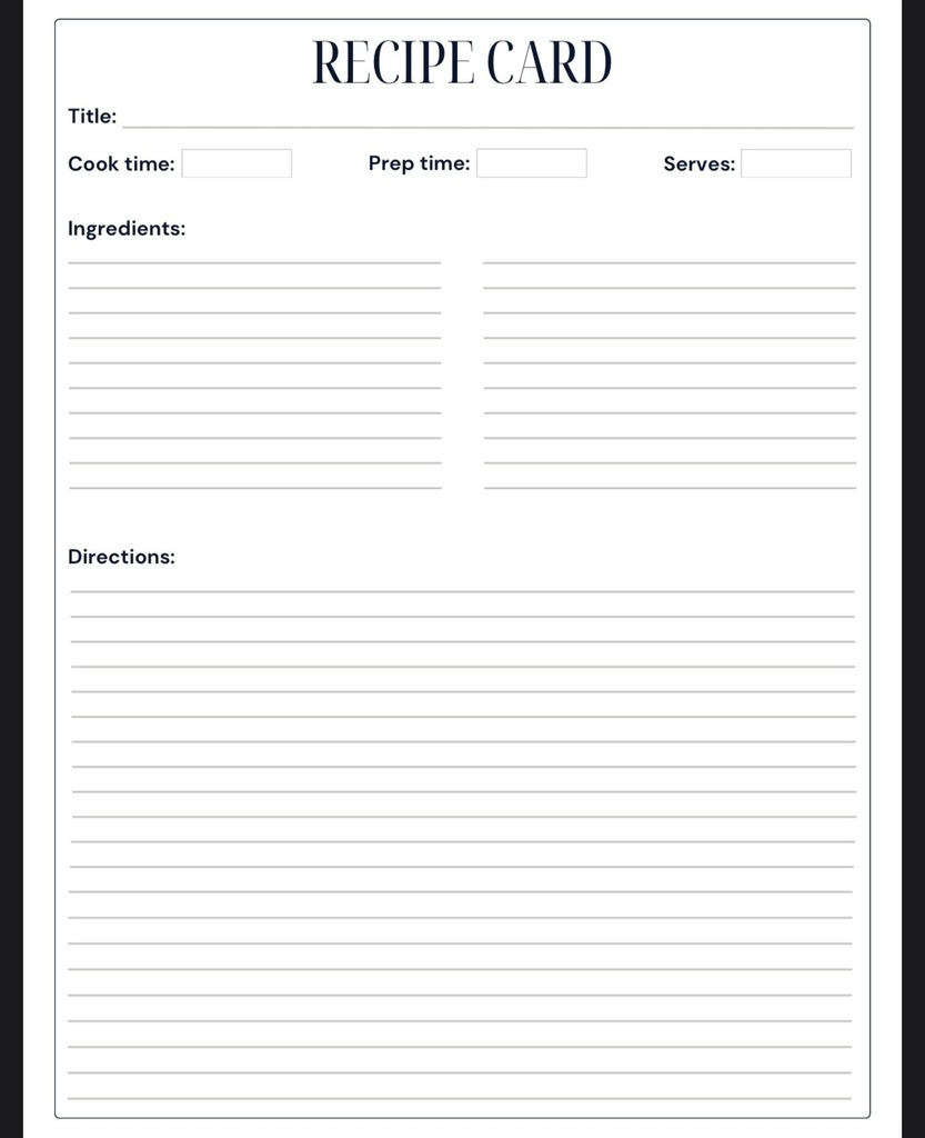 Cultural Connection Recipe Card