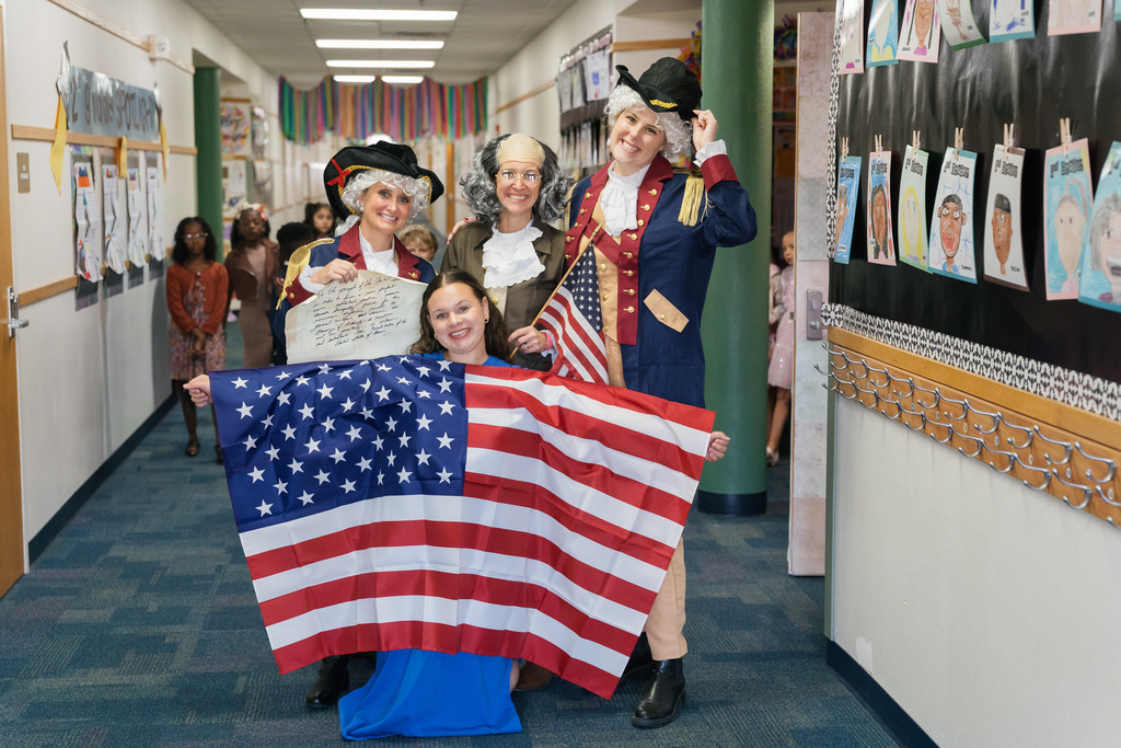 teachers dressed up as founding fathers