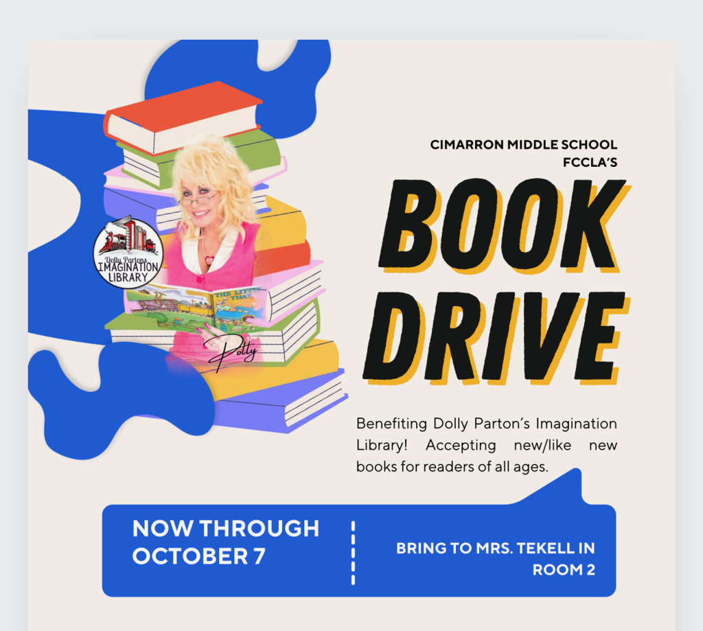 FCCLA Book Drive! Bring books to Ms Tekell room from now to October 7th!