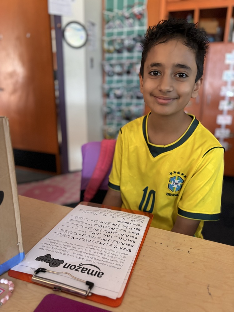 student with worksheet 