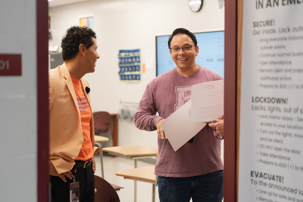core value award winner being surprised at their school
