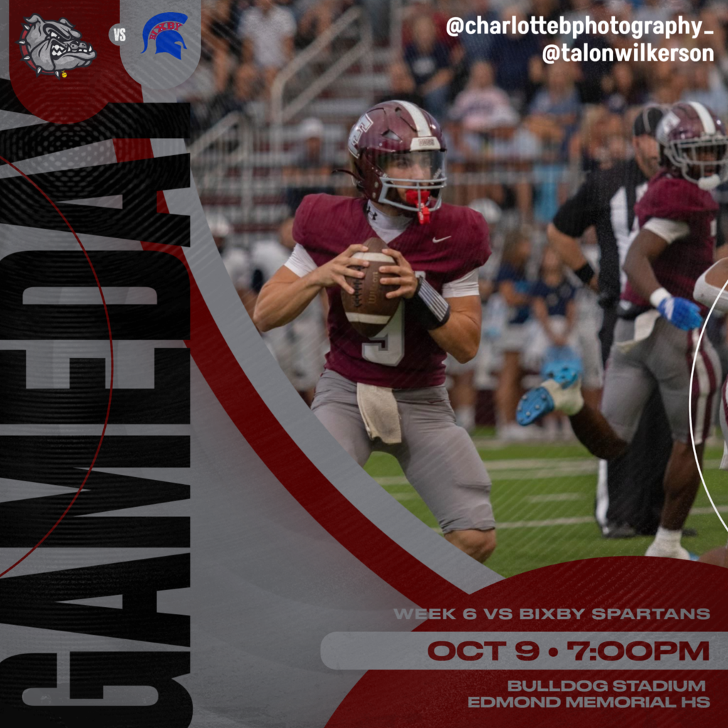 Tomorrow night, we're back home! 🐾 The Bixby Spartans come to Bulldog Stadium for Week 6! 📅 Friday, Oct 9 ⏰ 7:00 PM 📍 Bulldog Stadium, Edmond Memorial HS See you there! GO DOGS! 🏈