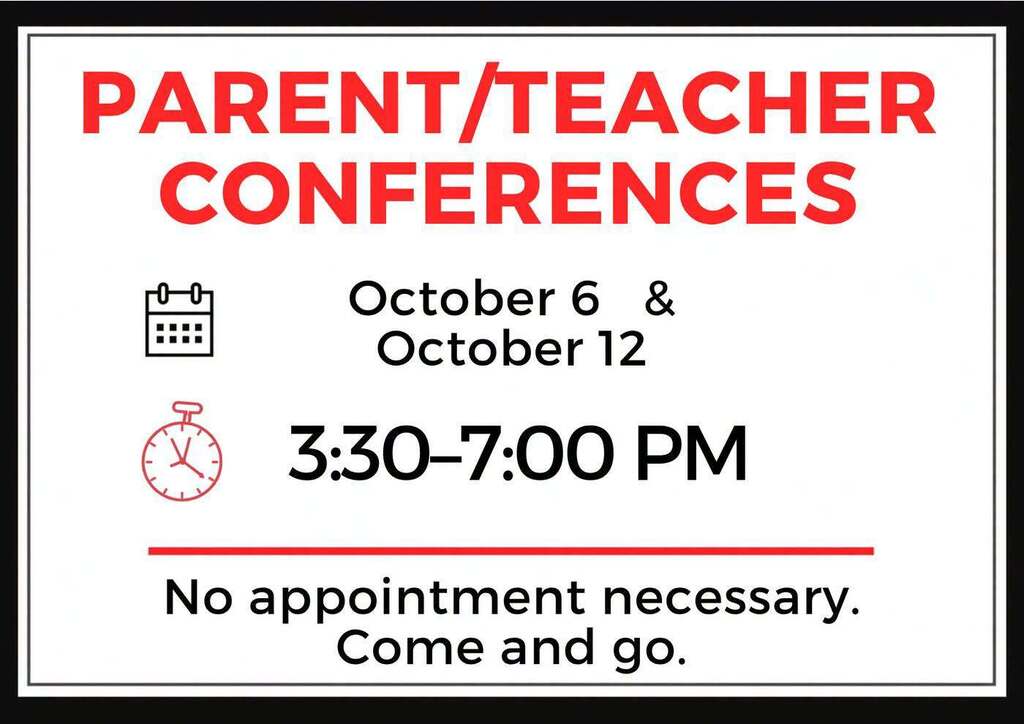 Cimarron is hosting our Parent Teacher Conferences on October 6th & 12th from 3:30PM - 7:00PM. No appointment necessary. Come meet the teachers!