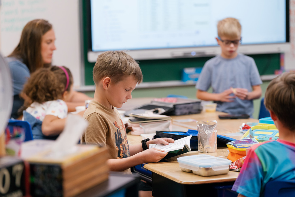 student reading a book