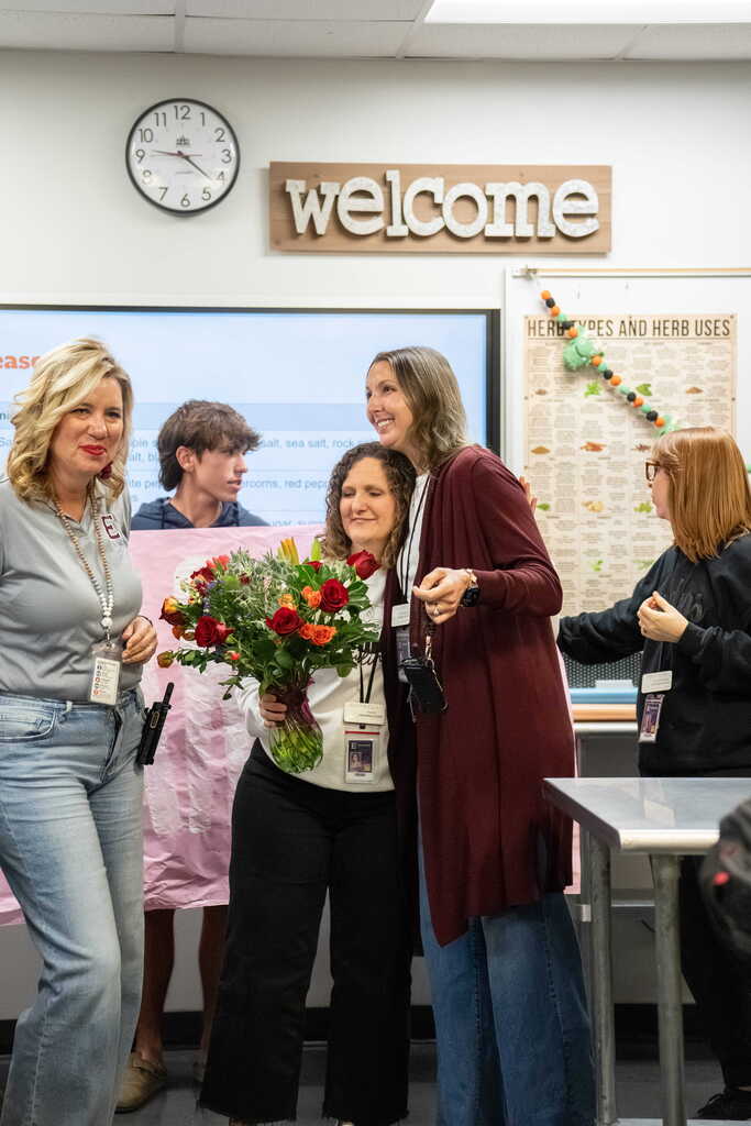 EMHS Teacher of the year Kristen Ellis and admin