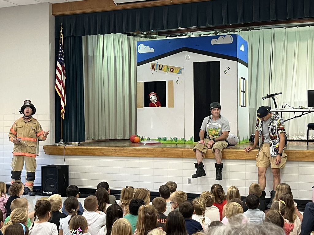Full-stage view of the fire prevention skit