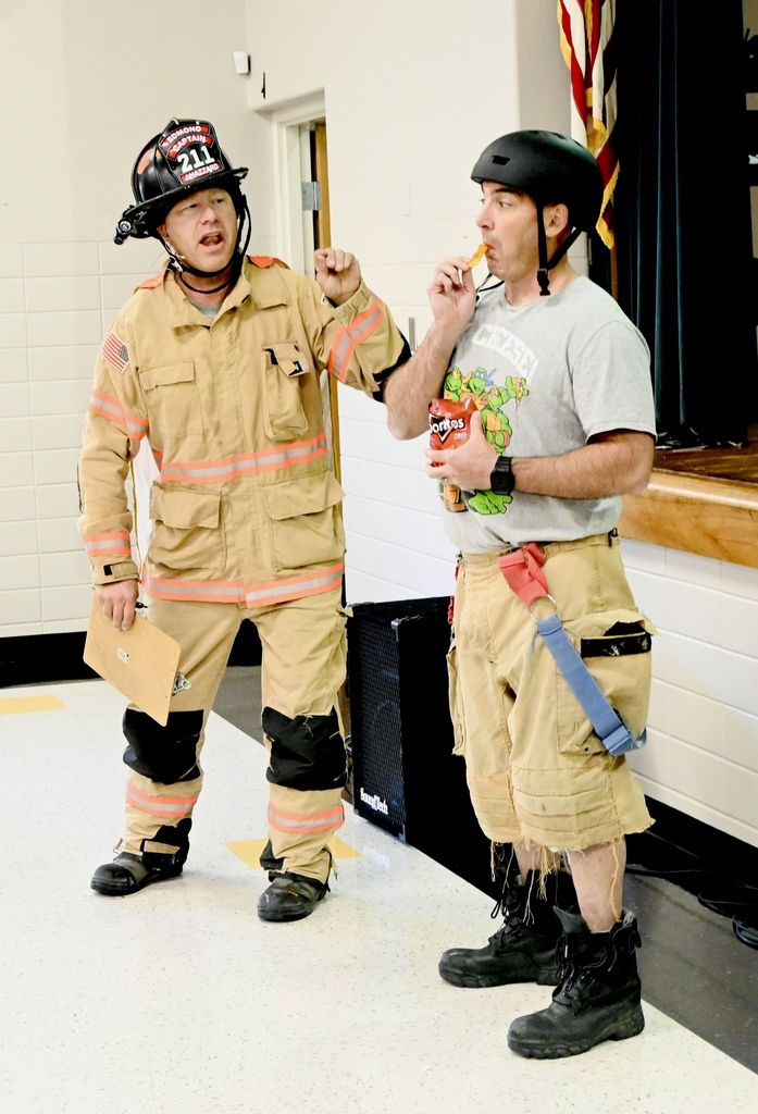 Edmond Fire Fighters performing a skit