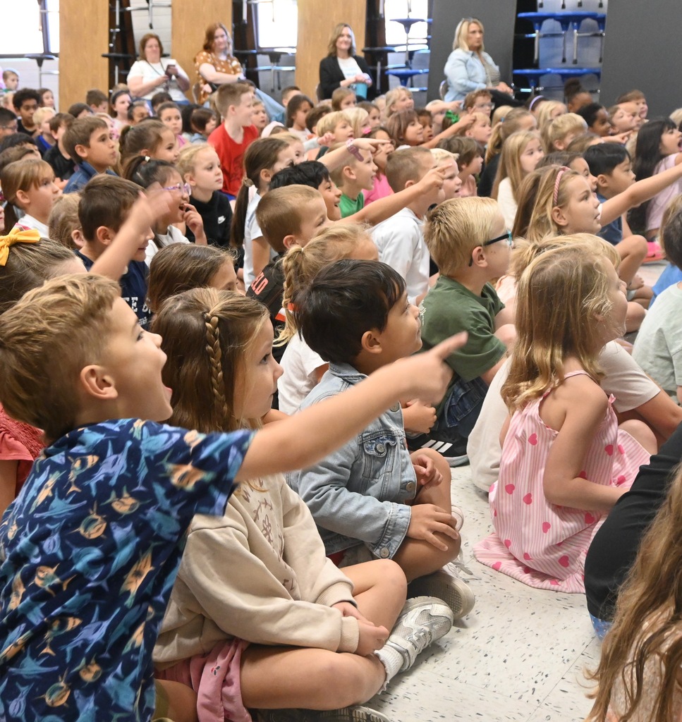 Students enjoying the fire prevention skit.