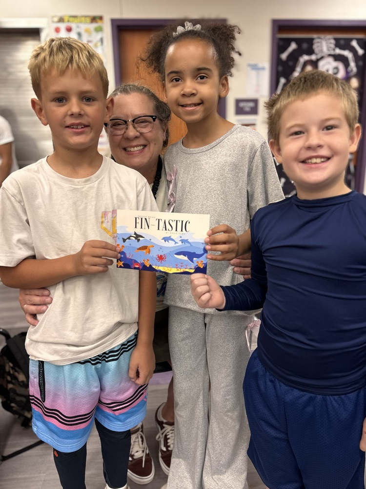students with teachers and postcard 