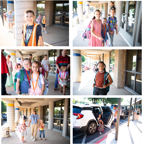 kids outside school on first day of school