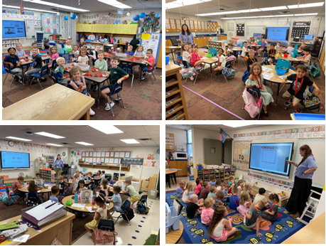 Kids in each classroom on the first day of school