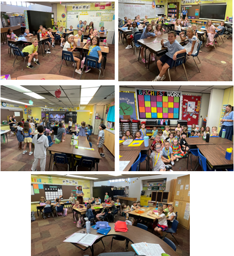 Kids in each classroom on the first day of school