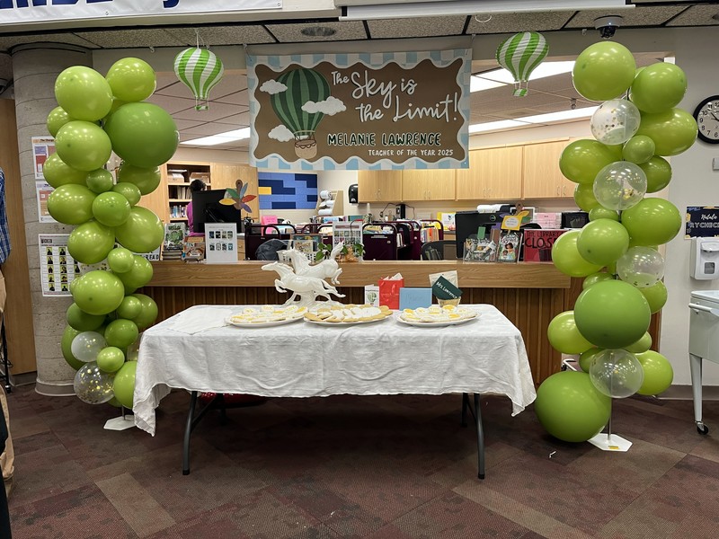 refreshment table and banner