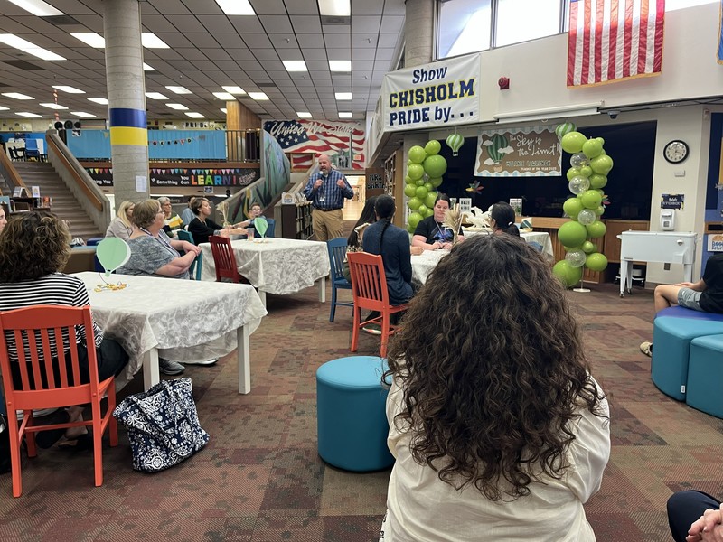 Mr. Higdon speaking at the reception