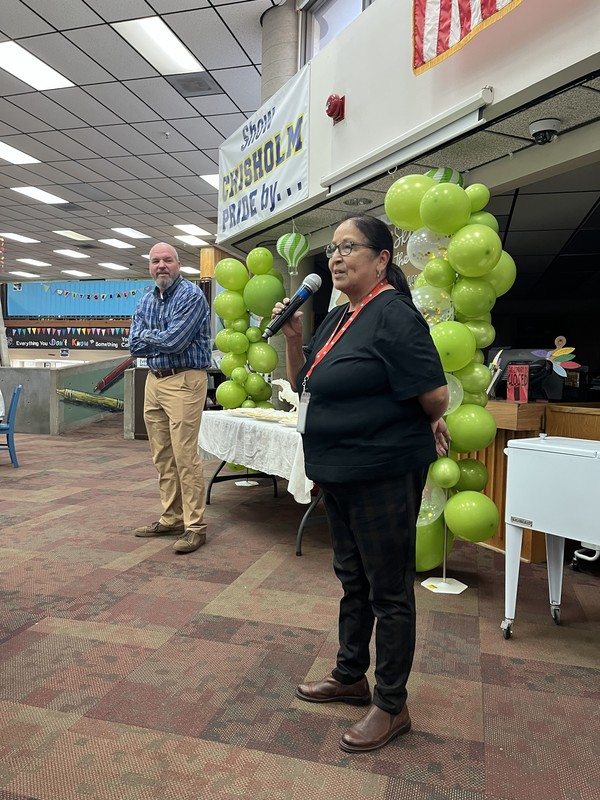 Ms. Yellowfish speaking at the reception