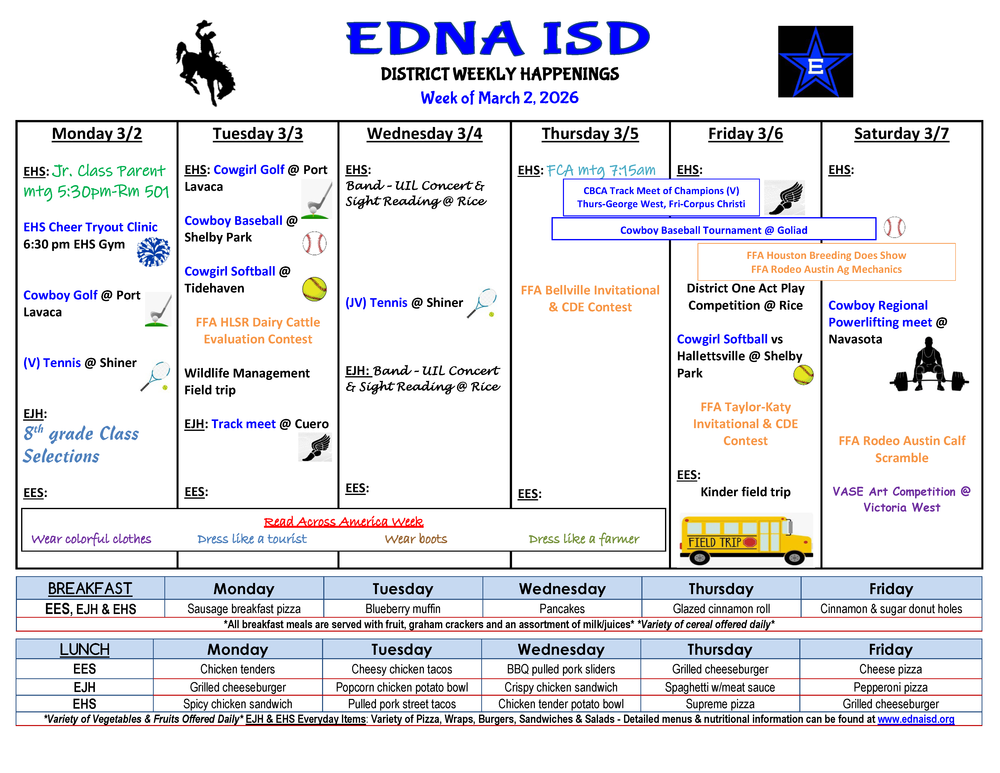 District Weekly Happenings for the week of March 2nd, 2026