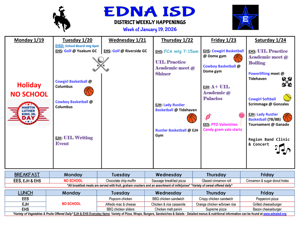 District Weekly Happenings Week of January 19 2026