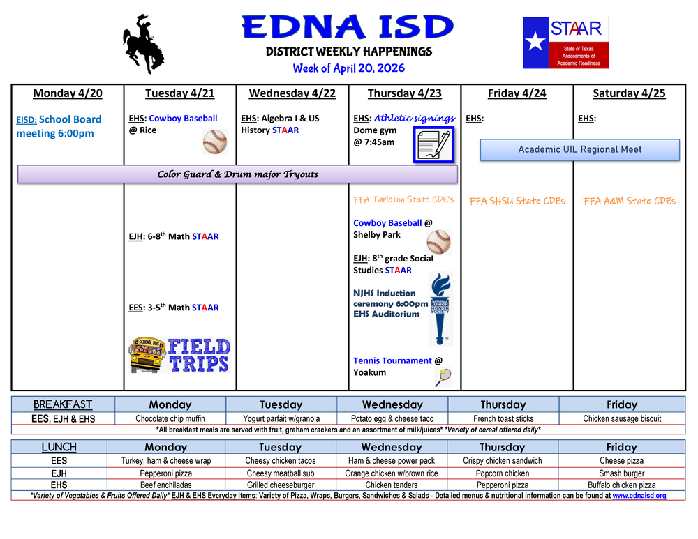 District Weekly Happenings week of April 20th, 2026