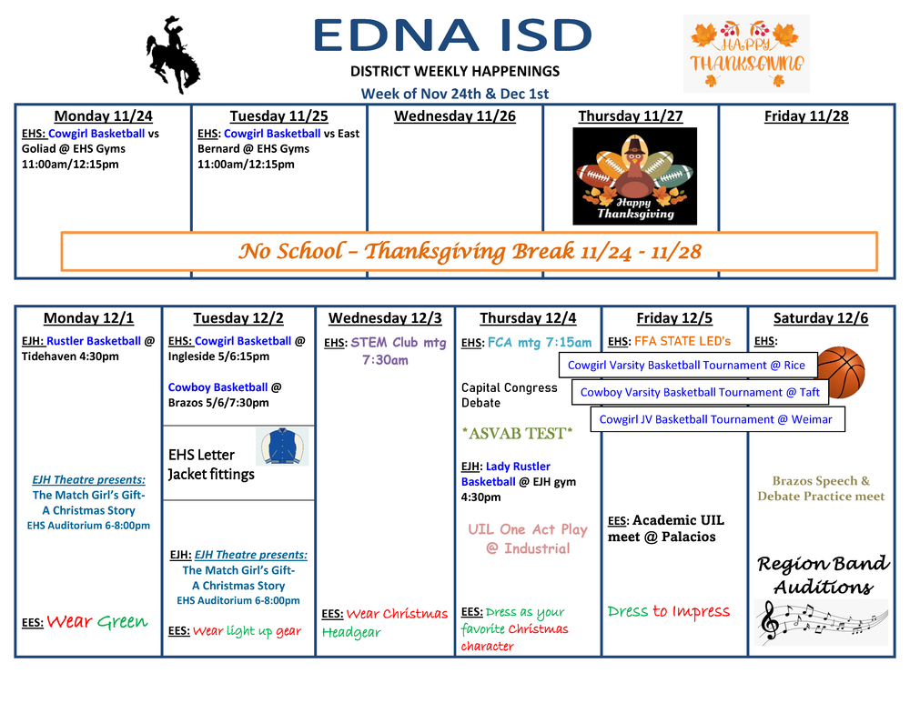 District Weekly Happenings 11-24-25 and 12-1-25