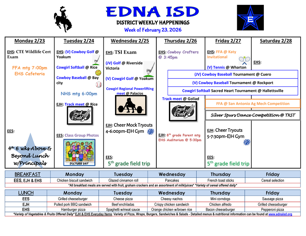 District Weekly Happenings for the week of February 23, 2026