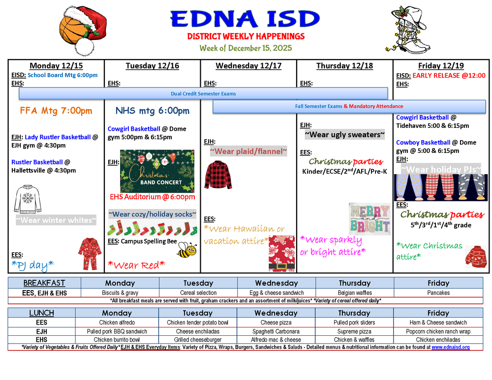 District Weekly Happenings for week of December 15th, 2025