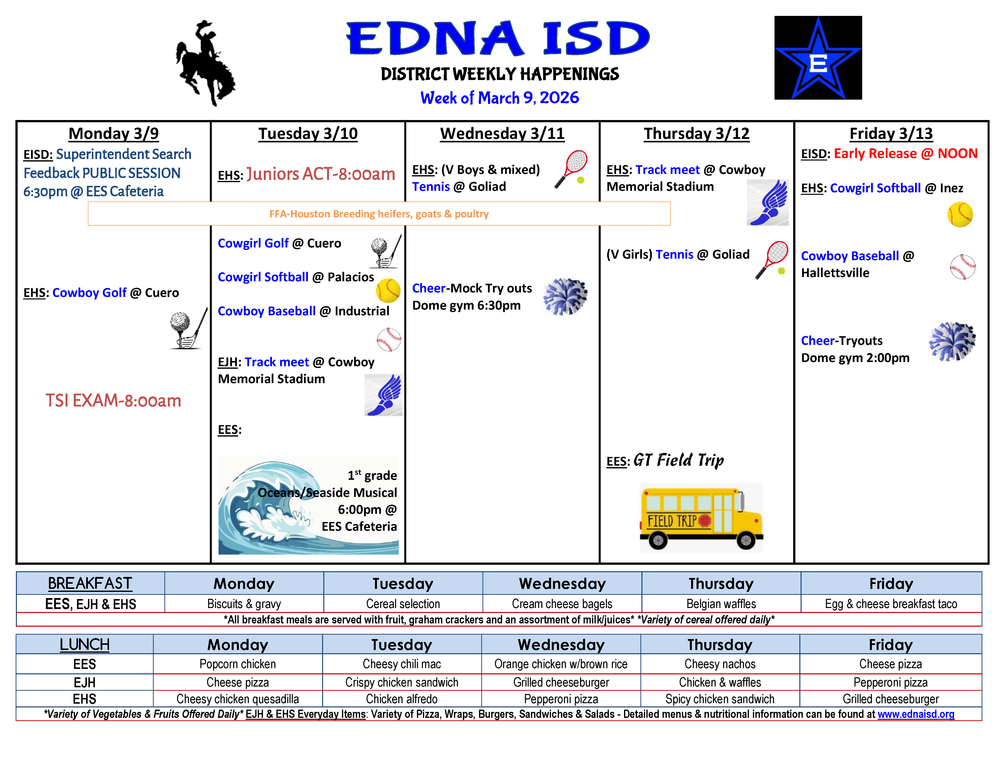 District Weekly Happenings for week of March 9th, 2026