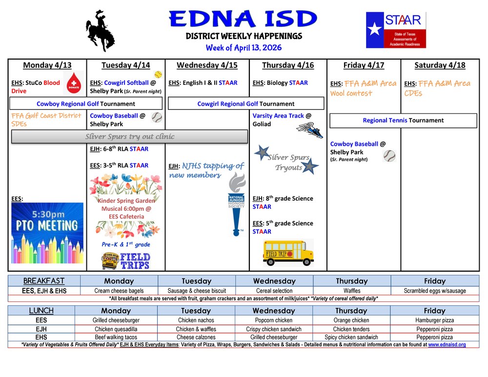 District Weekly Happenings for the week of April 13th, 2026