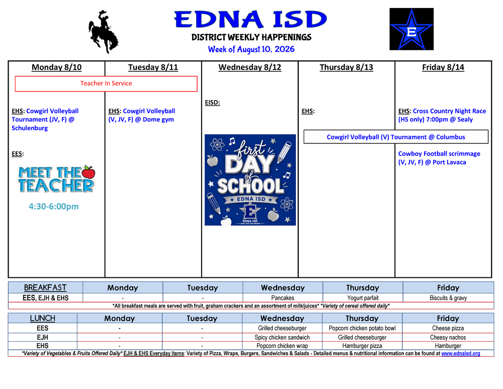 District Weekly Happenings Week of August 10th, 2026