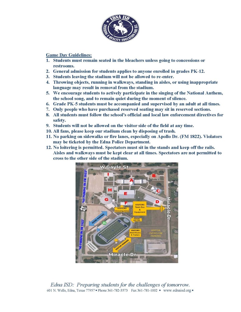 Edna ISD Game Day Guidelines