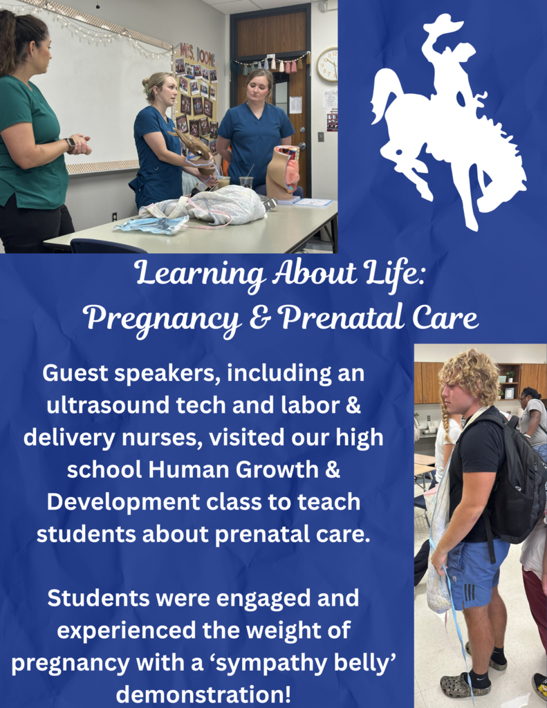 Today in Human Growth & Development, our high school students got hands-on learning from guest speakers! An ultrasound tech and two labor & delivery nurses shared the importance of prenatal care. Students even tried on a ‘sympathy belly’ to experience the weight of pregnancy firsthand!
