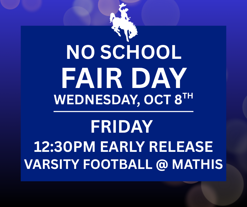 No School October 8th and Early Release 12:30pm October 10th