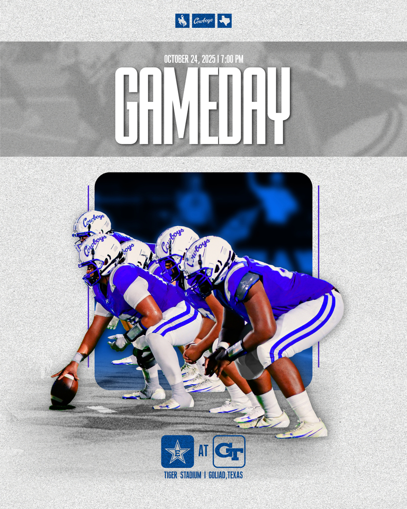 Friday, Oct. 24 — Edna Cowboys vs. Goliad Tigers in Goliad! Kickoff 7 PM 🏈 🎟️ $5 General Admission Passes: THSCA, Gold, Senior Citizen, District Tickets: https://www.goliadisd.org/ticketing