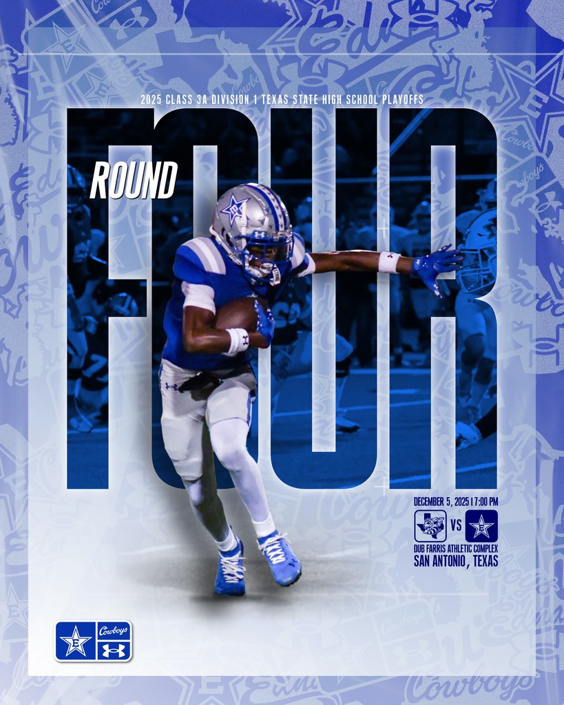 photo of a football player with the words round four behind him