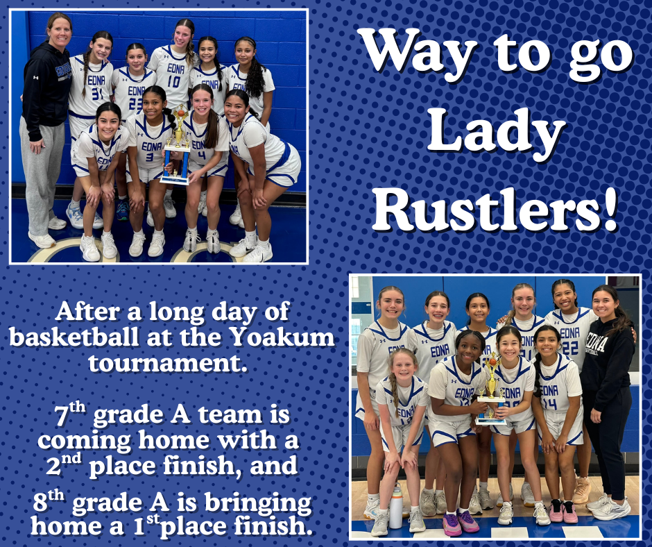 🏀 Big day in Yoakum! 🏀 Our 7th & 8th grade A teams showed up and showed out at the Yoakum Tournament today!  🥈 7A brought home 2nd place 🥇 8A finished strong with a 1st place championship