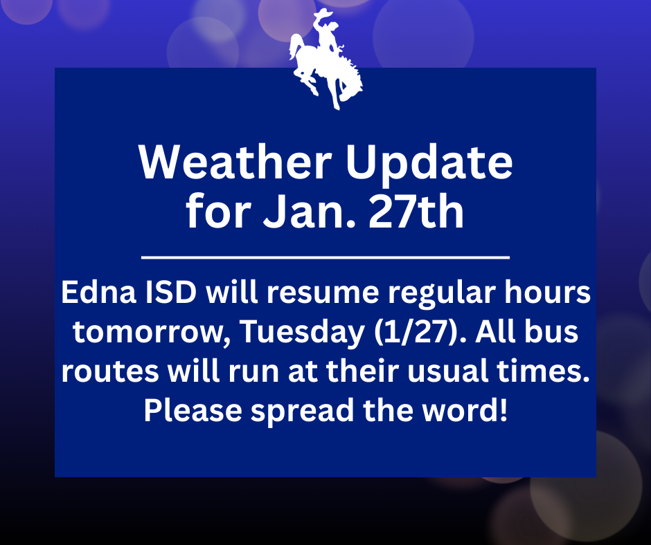Regular School Hours Jan 27th 2026