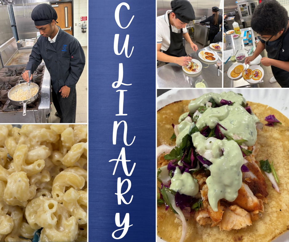 Our culinary classes are at it again! Advanced Culinary explored mother sauces using béchamel, experimenting with cheeses to create a winning mac & cheese. Meanwhile, Culinary II learned fish by making blackened fish tacos with avocado cream sauce. 👩🍳🧀🌮