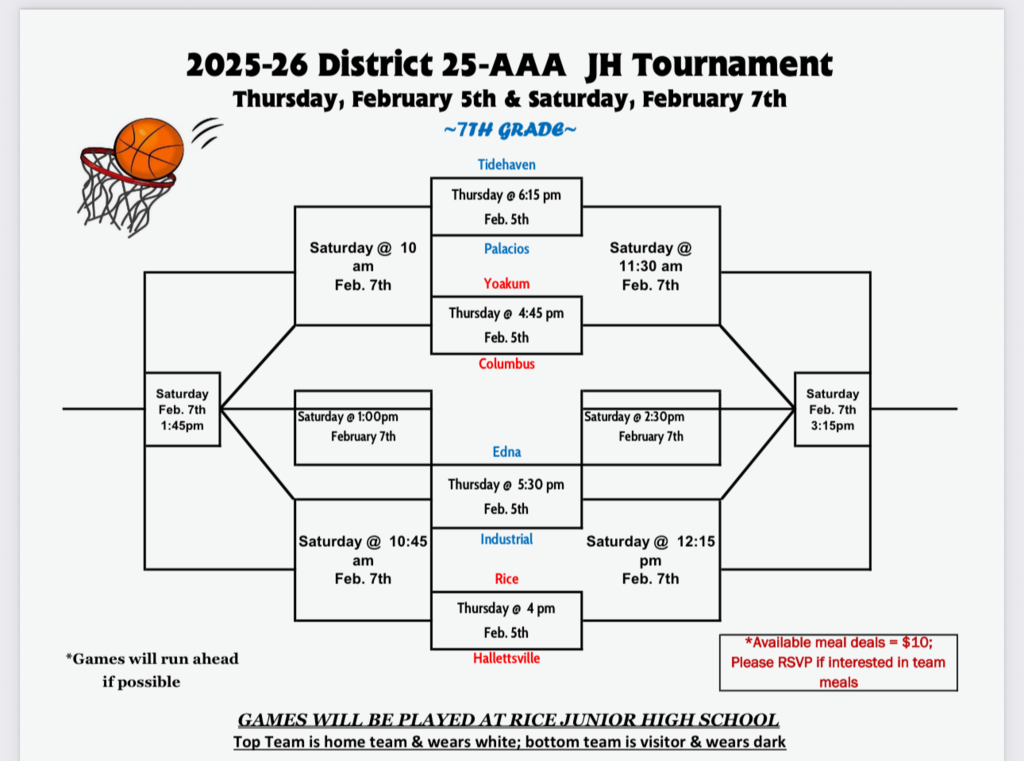 2026 District 25-AAA JH Tournament 7th grade bracket