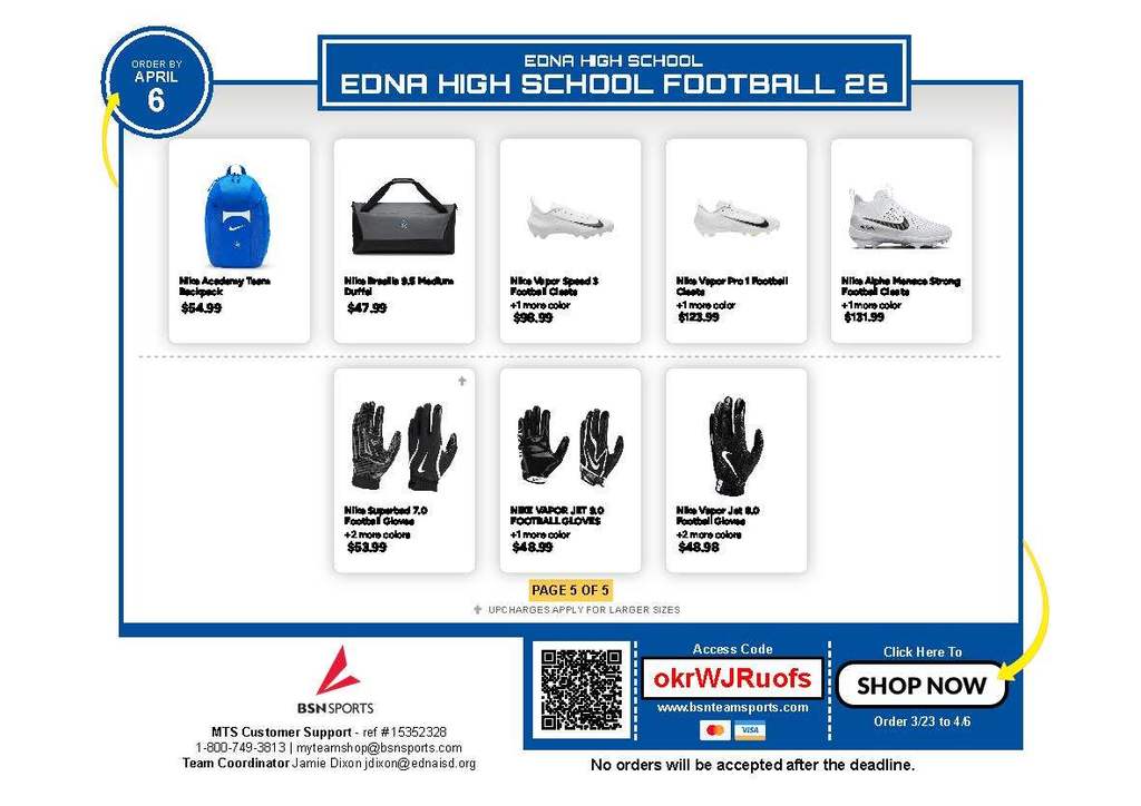 Edna High School Football Store - 5