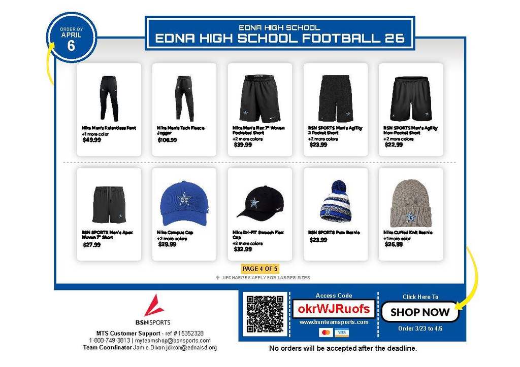 Edna High School Football Store - 2