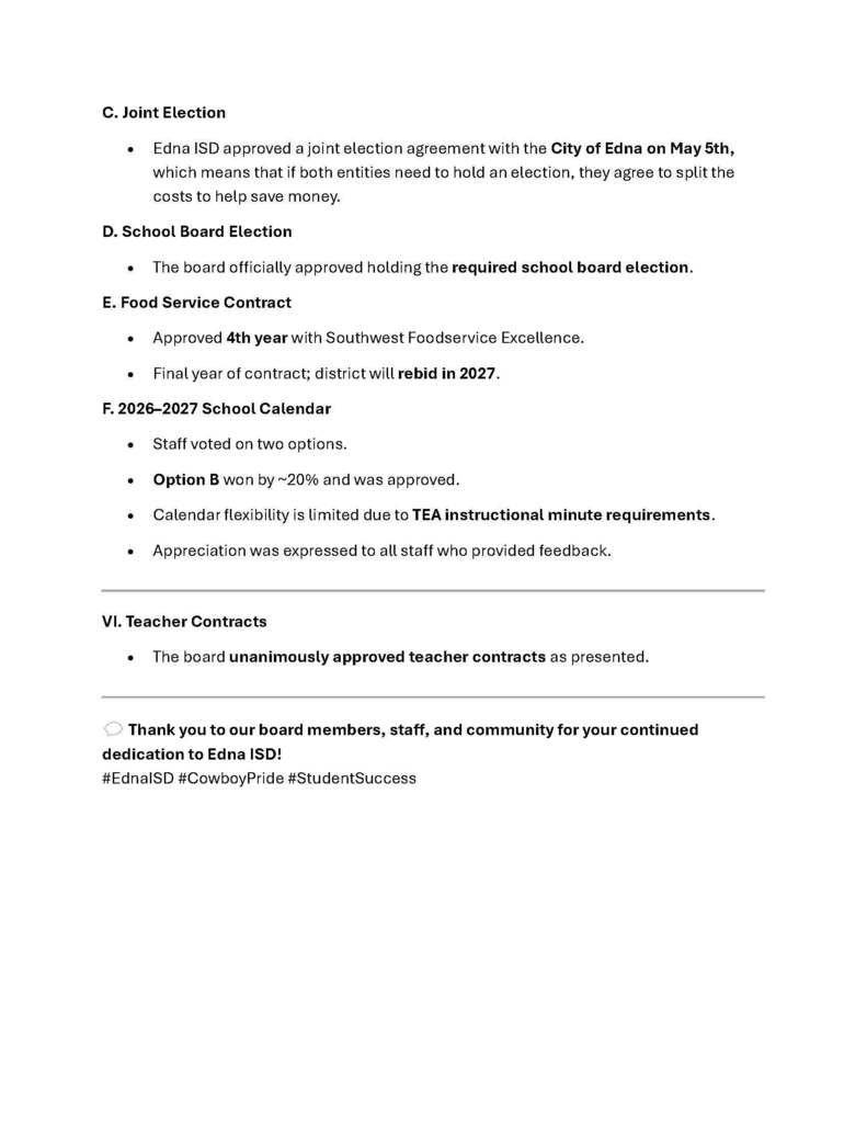 March 23 EISD Board minutes