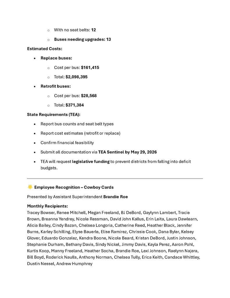 March 23 EISD Board minutes