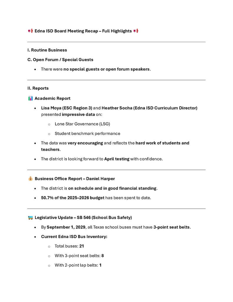 March 23 EISD Board minutes