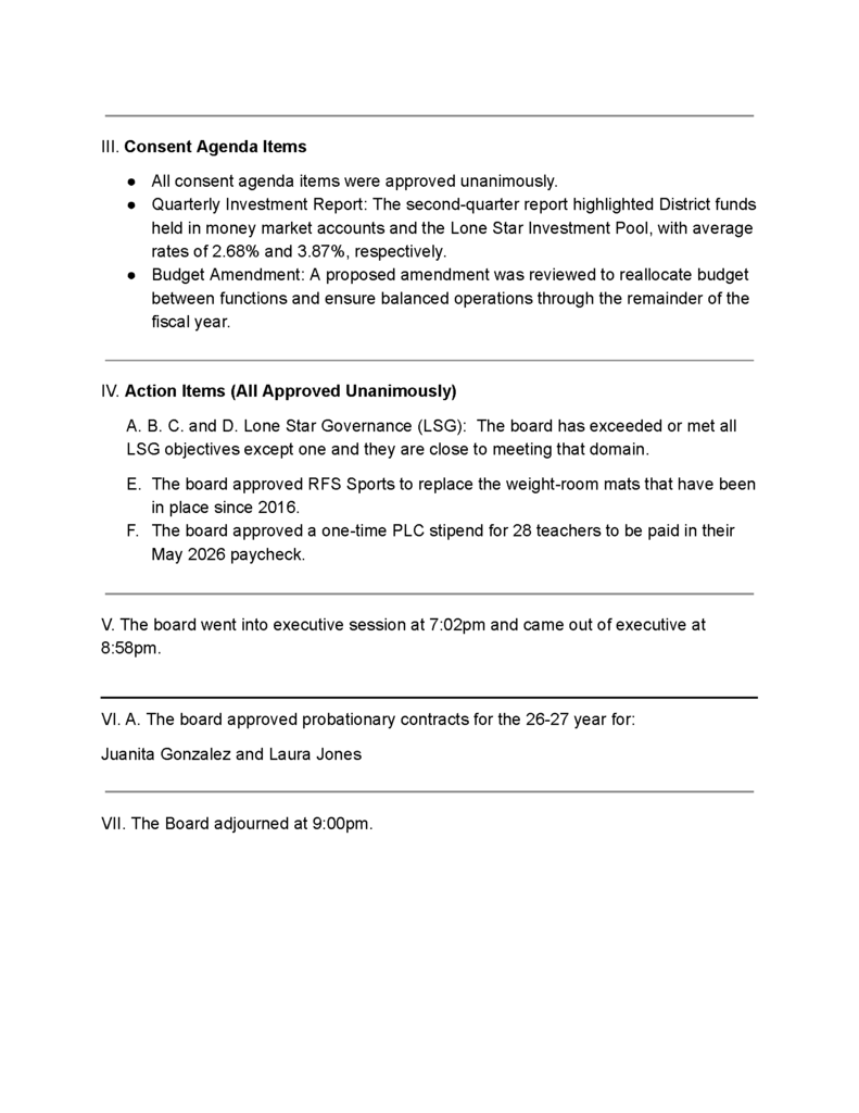 Edna ISD Board Meeting Recap April 20 - Page 2