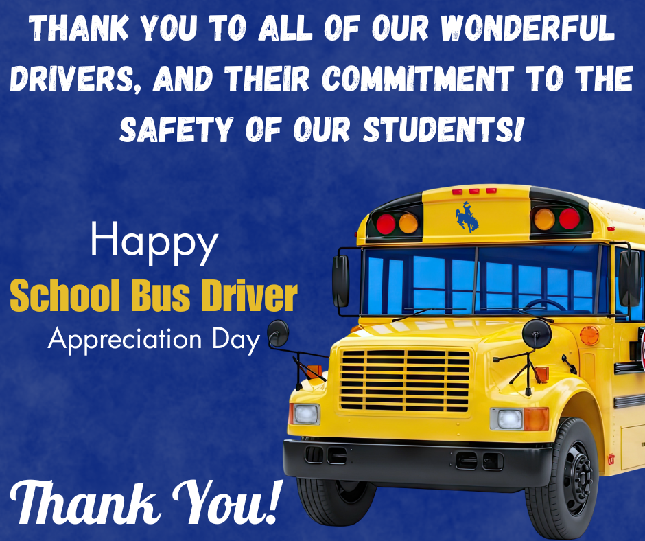 Today we celebrate the ones who get our students to and from school safely every single day — our incredible bus drivers! 🚌💙  Rain or shine, early mornings and late afternoons, they show up with dedication, patience, and care for every rider on their route.  Thank you for the miles you drive, the smiles you share, and the role you play in making each school day possible. We appreciate you today and every day!