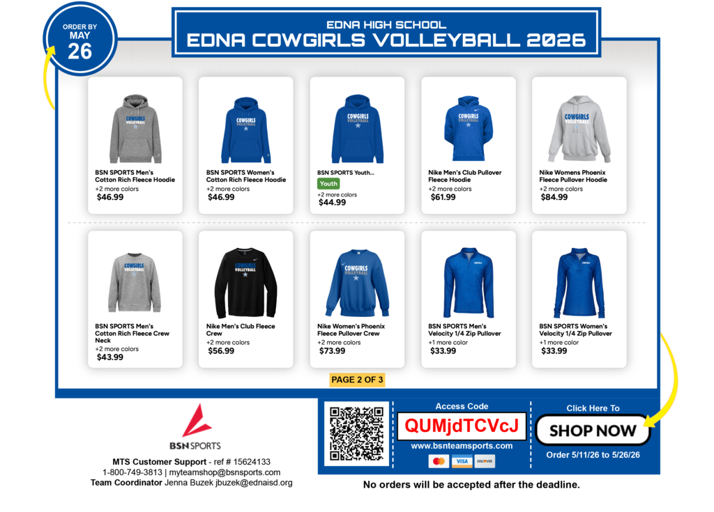 Support Edna Cowgirl Volleyball and grab your gear while you can! 🏐  Our volleyball shop is open until May 26th — visit the link to get your Cowgirl merch before it’s gone!