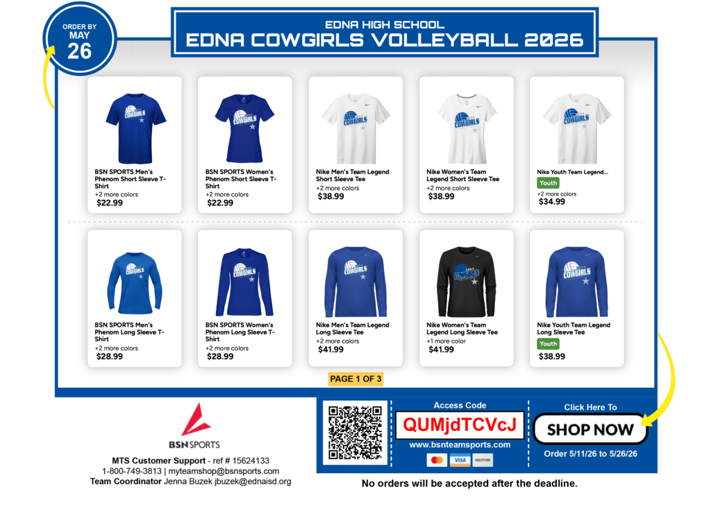 Support Edna Cowgirl Volleyball and grab your gear while you can! 🏐  Our volleyball shop is open until May 26th — visit the link to get your Cowgirl merch before it’s gone!