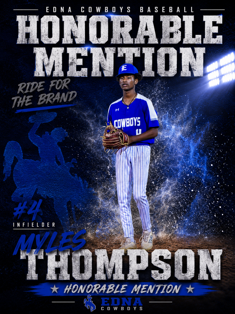 ⚾💙 Cowboy Baseball finishes the season with several athletes earning District Honors, a reflection of the hard work, dedication, and commitment shown throughout the year. For our seniors, thank you for the impact you made on this program and for representing Cowboy Baseball with pride. Your legacy and leadership helped shape this team, and your contributions will not be forgotten.  🏅 Cowboy Baseball District Accolades  All-District – 1st Team • Trevor Floyd – Outfielder (Center Field) • Riley Palacios – Infielder  All-District – 2nd Team • Weston Howard – Infielder  ⭐ Special Recognition • Seely Peters – Newcomer of the Year  Honorable Mention • D'Kayden Diggs • Trevor Kocian • Myles Thompson  Congratulations to these Cowboys on a well-earned honor, and thank you to every player who wore the blue and white this season.