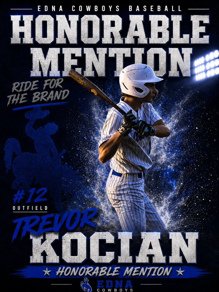 ⚾💙 Cowboy Baseball finishes the season with several athletes earning District Honors, a reflection of the hard work, dedication, and commitment shown throughout the year. For our seniors, thank you for the impact you made on this program and for representing Cowboy Baseball with pride. Your legacy and leadership helped shape this team, and your contributions will not be forgotten.  🏅 Cowboy Baseball District Accolades  All-District – 1st Team • Trevor Floyd – Outfielder (Center Field) • Riley Palacios – Infielder  All-District – 2nd Team • Weston Howard – Infielder  ⭐ Special Recognition • Seely Peters – Newcomer of the Year  Honorable Mention • D'Kayden Diggs • Trevor Kocian • Myles Thompson  Congratulations to these Cowboys on a well-earned honor, and thank you to every player who wore the blue and white this season.