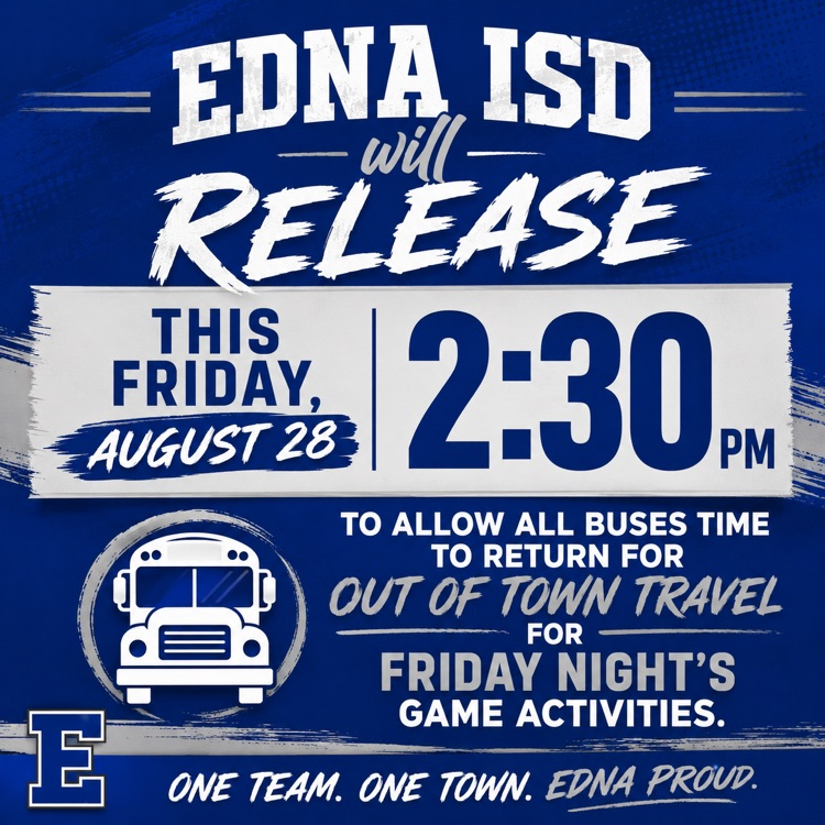 Early release Friday 8/28 @ 2:30