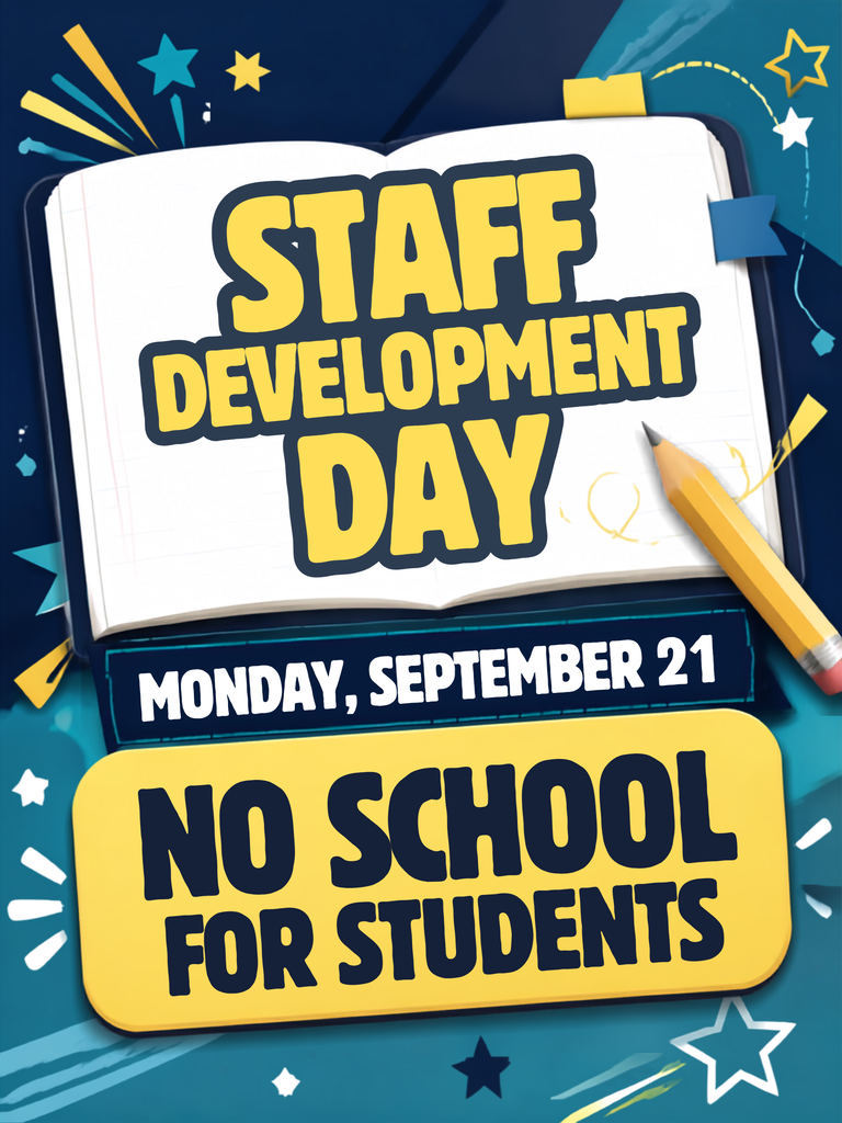 📚 Staff Development Day There will be NO SCHOOL for students on Monday, September 21, as our teachers and staff take the day to learn, grow, and prepare for another great week of learning! We’ll see our Cowboys, Cowgirls, Rustlers, and Lady Rustlers back in class on Tuesday! 🤠💙